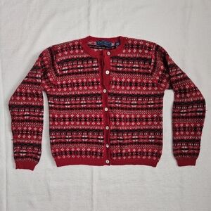 Karen Scott Women's Wool Cardigan Size Small Fair Isle